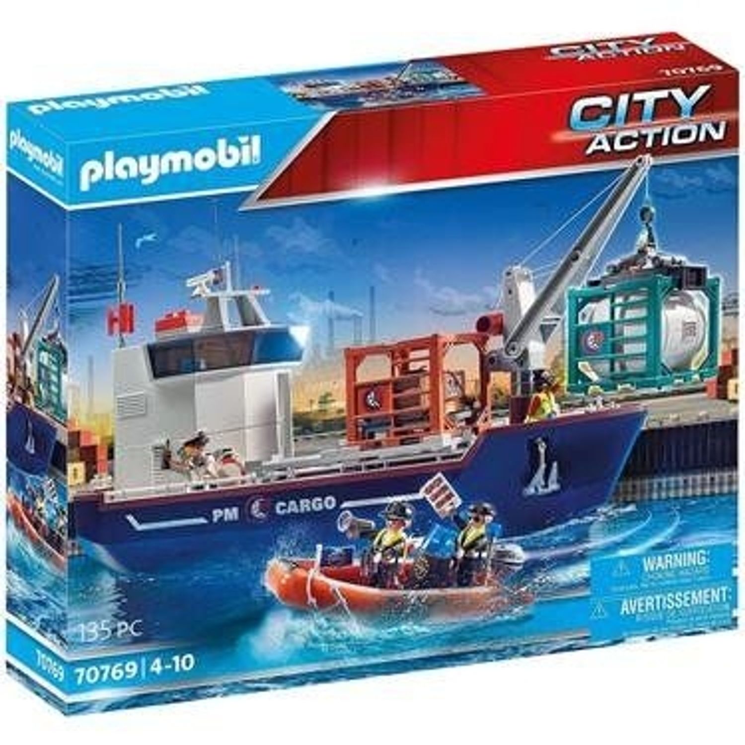 Playmobil Gro&szlig;es Containerschiff mit Zollboot - Bild 1
