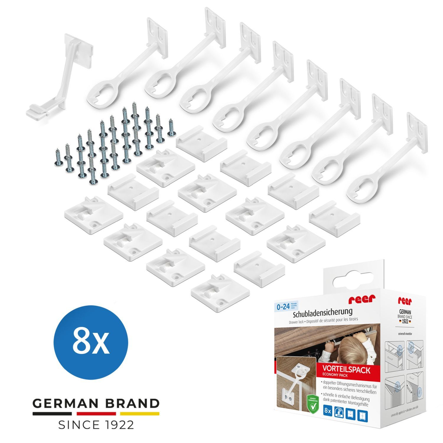 reer [Vorteilspack] Schrank- und Schubladensicherung mit Montagehilfe - Bild 1