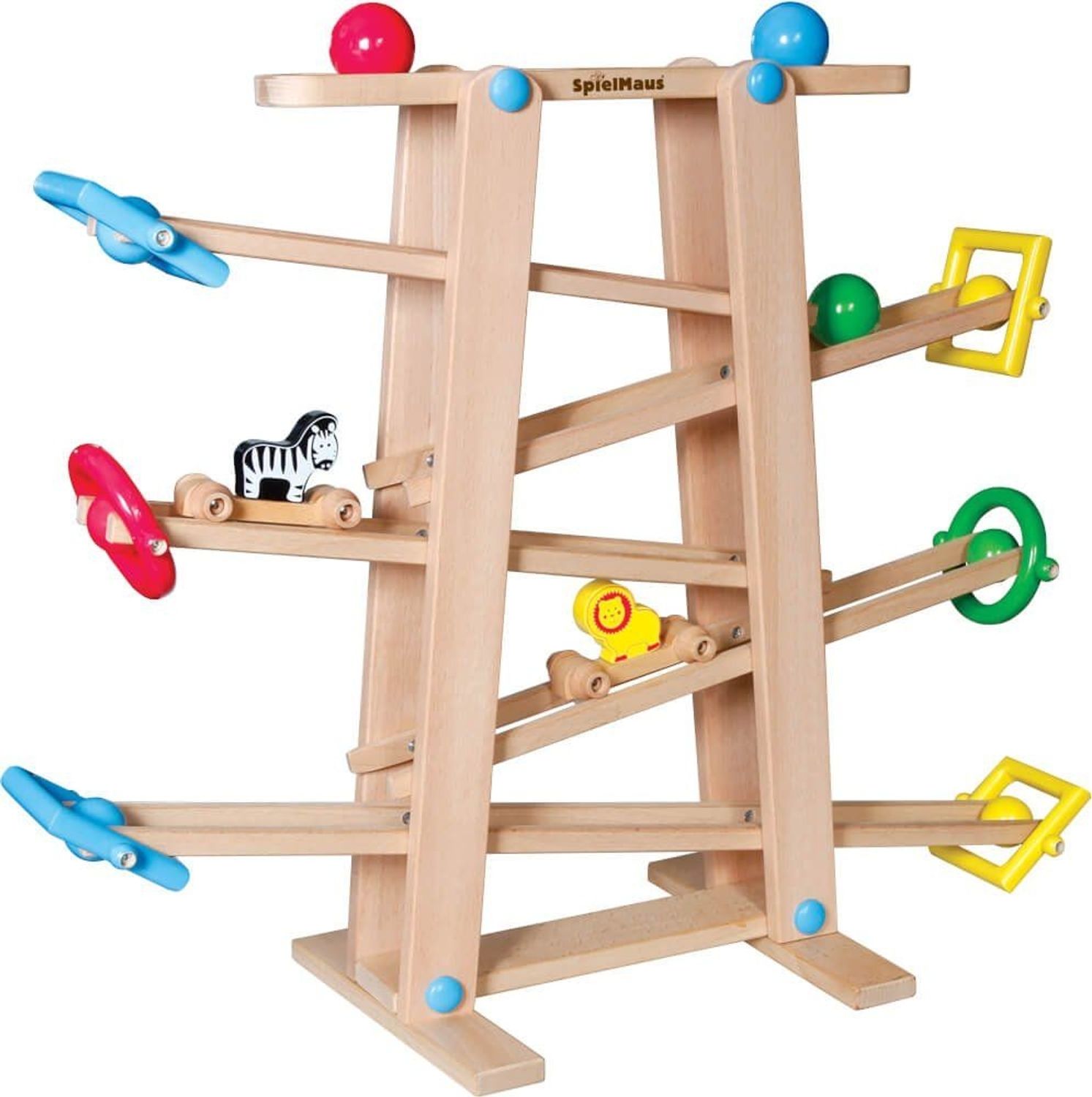 SpielMaus Holz Kugelbahn mit Rollelementen - Bild 1