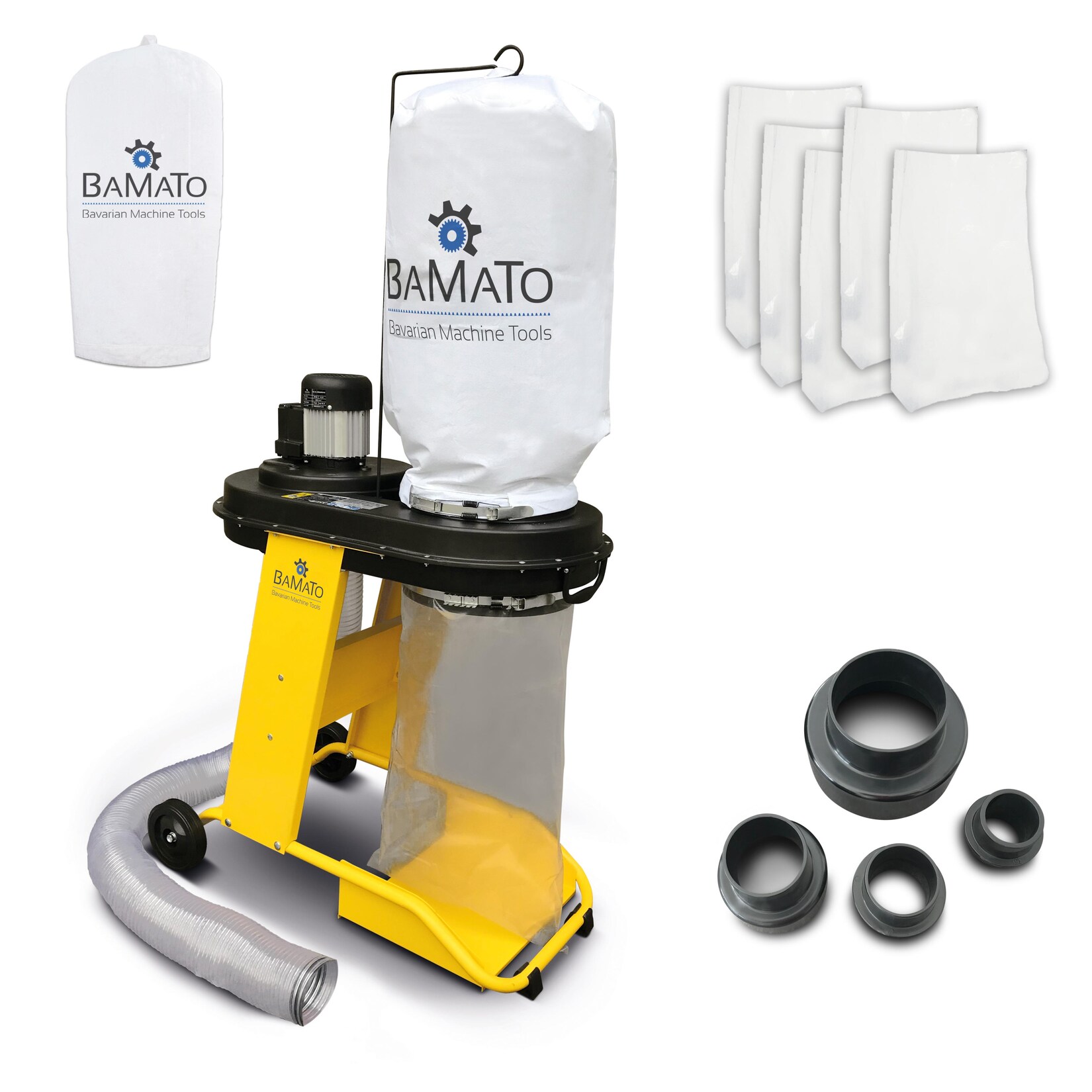 BAMATO Absauganlage AB-550 inkl. Adapter Set und 5 Spänesäcke | 04260537610981