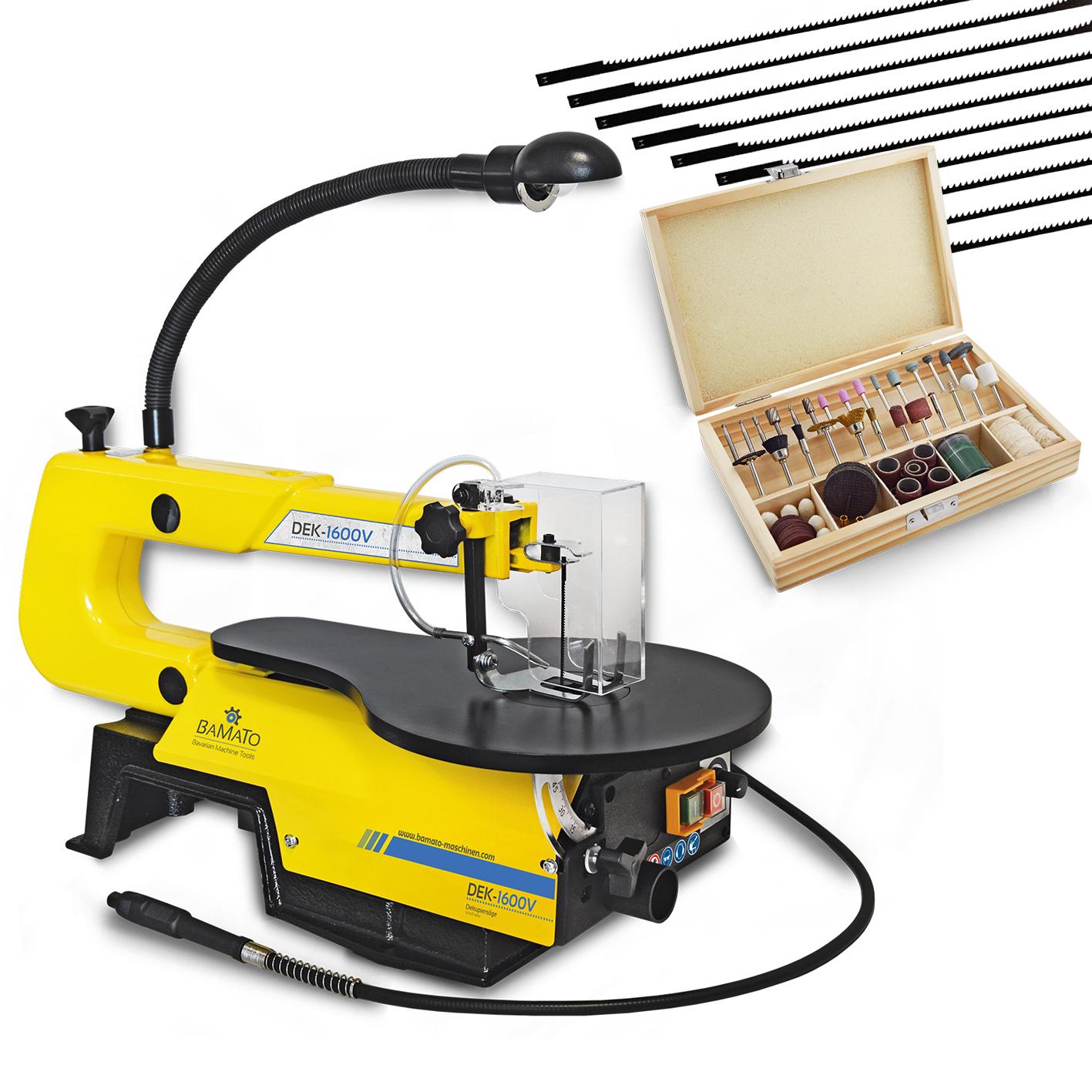 BAMATO Dekupiers&auml;ge DEK-1600V inkl. 10 S&auml;gebl&auml;tter und 103 tlg. Werkzeug-Set - Bild 1