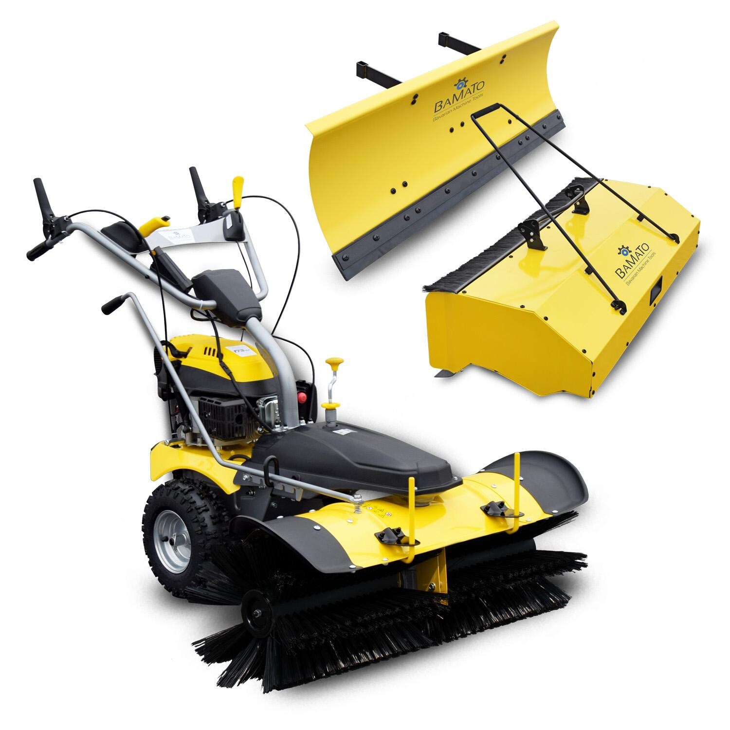 BAMATO Kehrmaschine KEM-1000 mit Sammelbehälter / Schneeschild / E-Start | 04260537610813