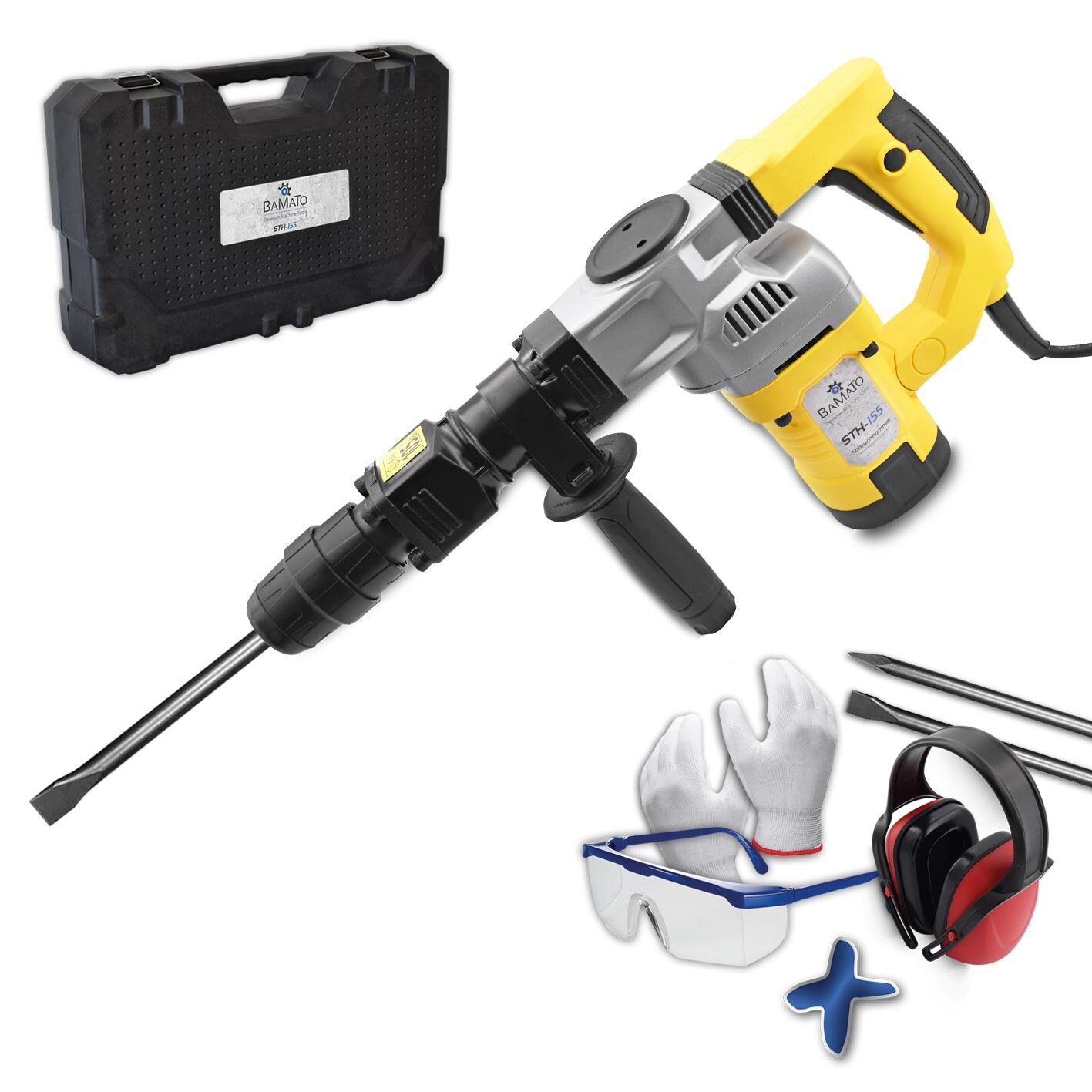BAMATO Stemmhammer / Abbruchhammer STH-155 mit 7-tlg. Zubehörset | 04260537614545
