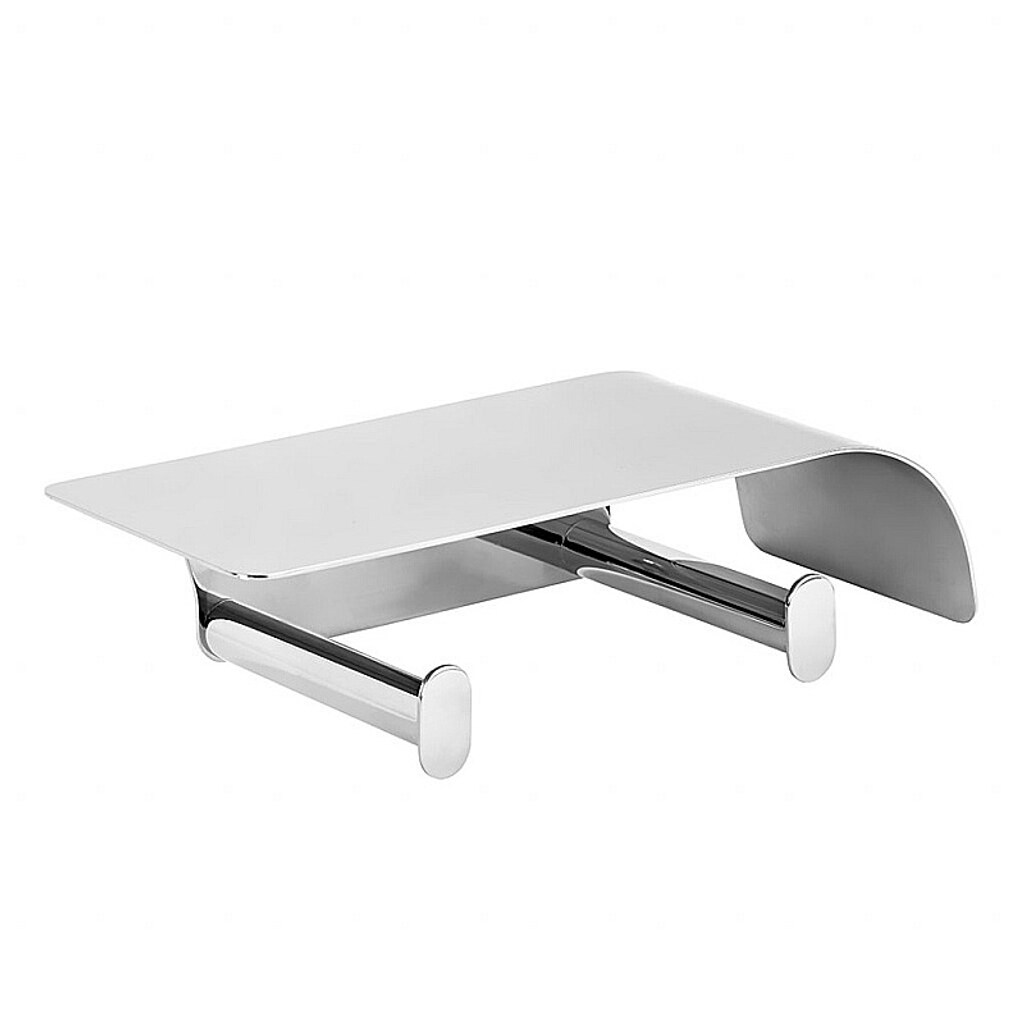 Brillantbad BORGANIC Papierrollenhalter Doppelarm mit Ablage Edelstahl poliert 280x75x115 mm f&uuml;r Bad & WC >> zum Bohren - Bild 1