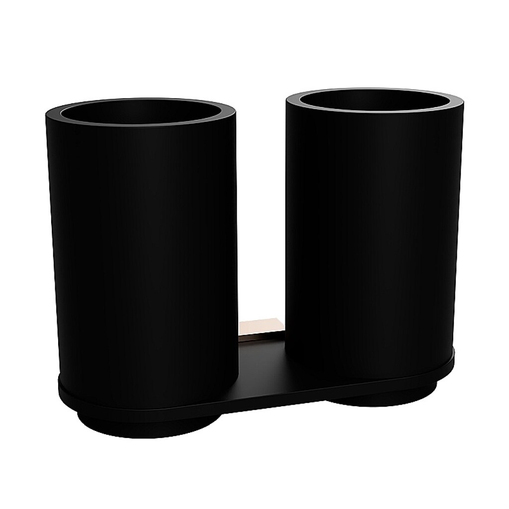Brillantbad BALLA Doppelglashalter Messing Polyresin Schwarz Kupfer 170x123x79 mm für Bad & Küche >> zum Bohren