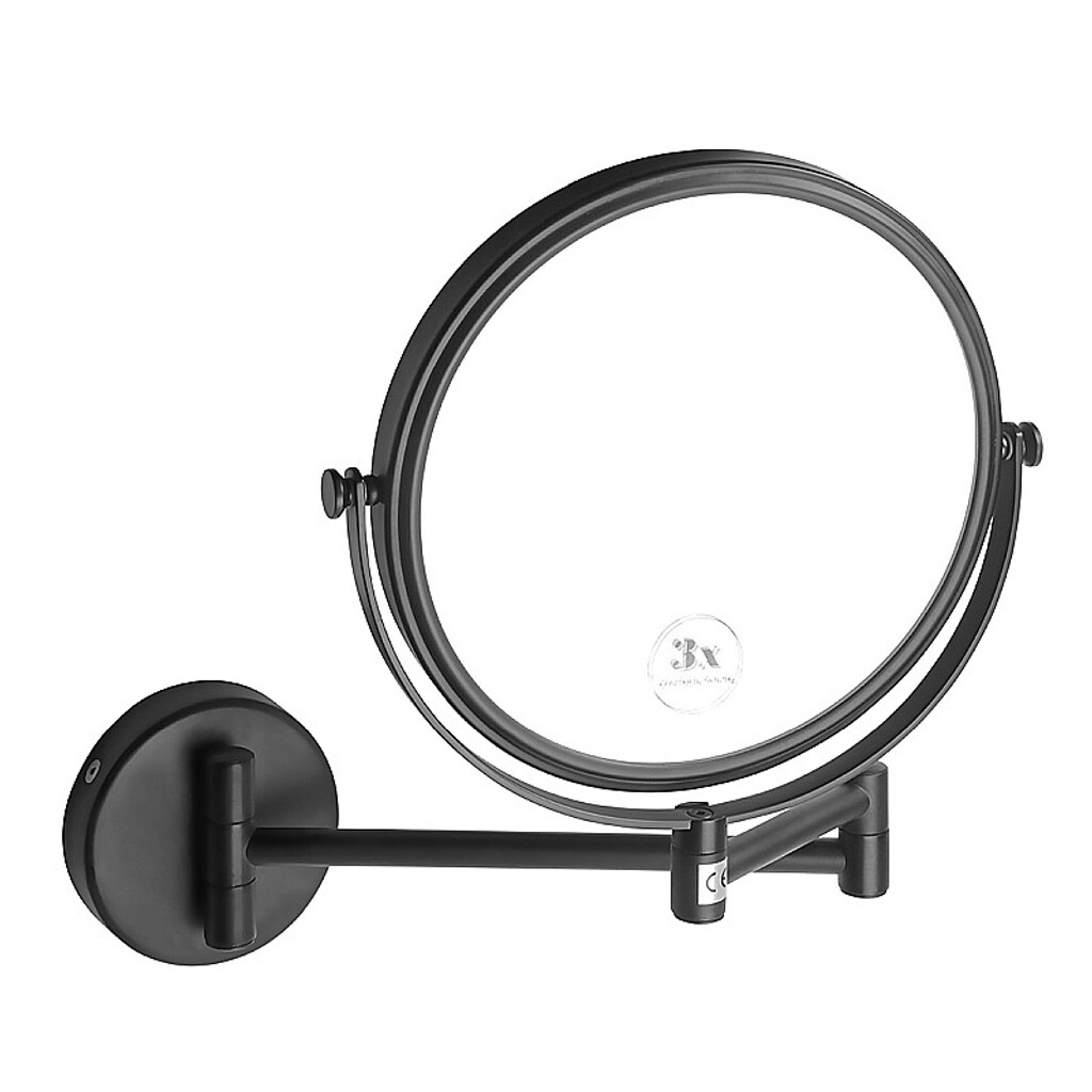 Brillantbad BARK Rasier- & Kosmetikspiegel Messing Schwarz 230x310x450 mm, &oslash;190 mm f&uuml;r Bad & WC >> zum Bohren - Bild 1