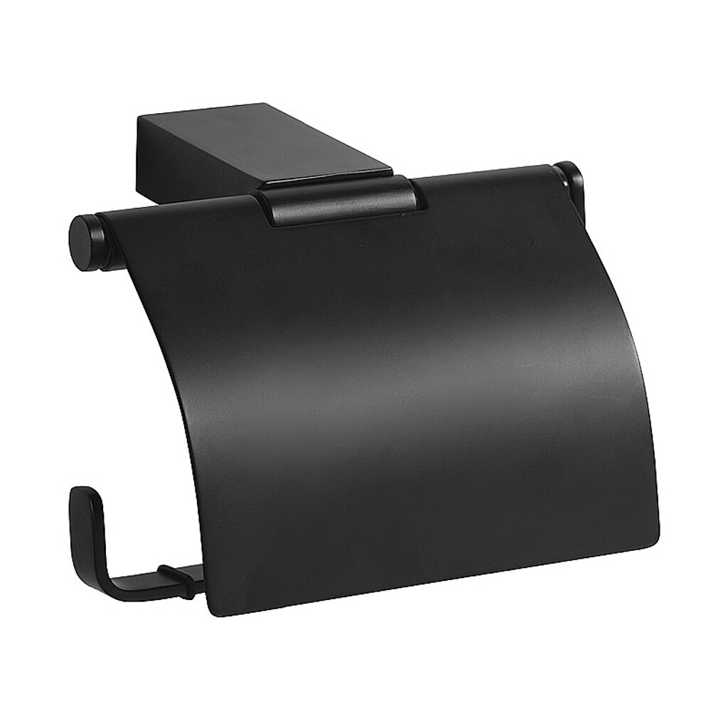 Brillantbad BERO Papierrollenhalter mit Deckel Messing Schwarz 130x95x90 mm für Bad & WC >> zum Bohren