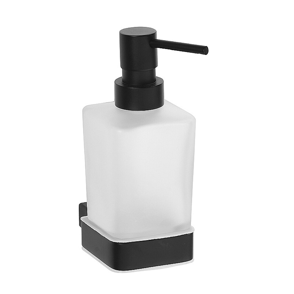 Brillantbad BERO Glasseifenspender Messing Glas Schwarz 65x150x120 mm, 250 ml für Bad & Küche >> zum Bohren