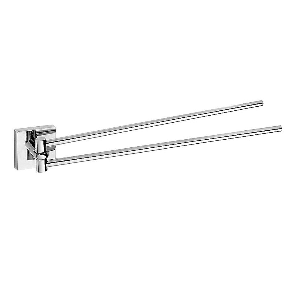 Brillantbad META Doppelhandtuchhalter schwenkbar Messing Chrom poliert 55x40x420 mm für Bad & Küche >> zum Bohren oder Kleben*