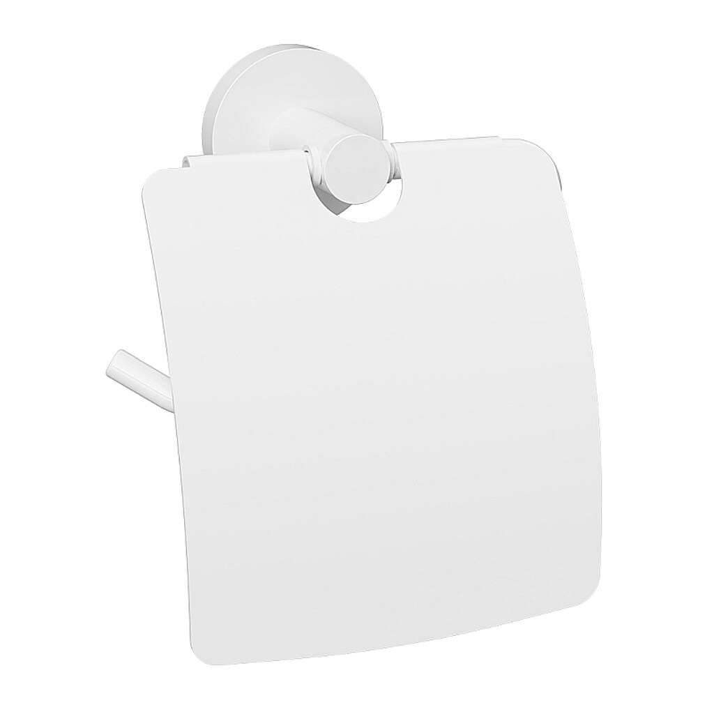 Brillantbad WHITE Papierrollenhalter Messing Weiß mit Deckel 140x155x80 mm für Bad & WC >> zum Bohren oder Kleben*