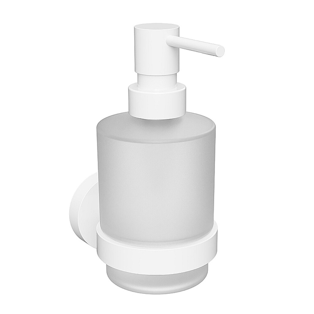 Brillantbad WHITE Glasseifenspender Messing Weiß 75x145x100 mm, 200 ml für Bad & Küche >> zum Bohren oder Kleben*