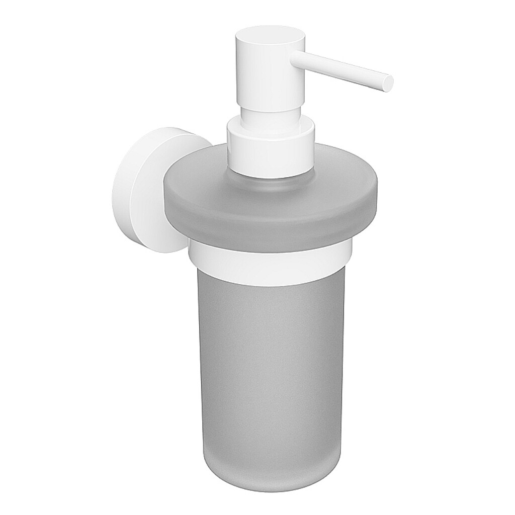 Brillantbad WHITE Glasseifenspender Messing Weiß hängend 80x180x105 mm, 230 ml für Bad & Küche >> zum Bohren oder Kleben*