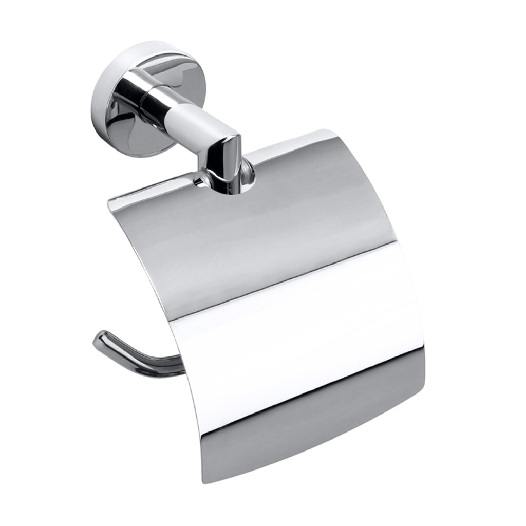 Brillantbad BOMEGA Papierrollenhalter mit Deckel Messing Chrom poliert 142x170x90 mm für Bad & WC >> zum Bohren oder Kleben*