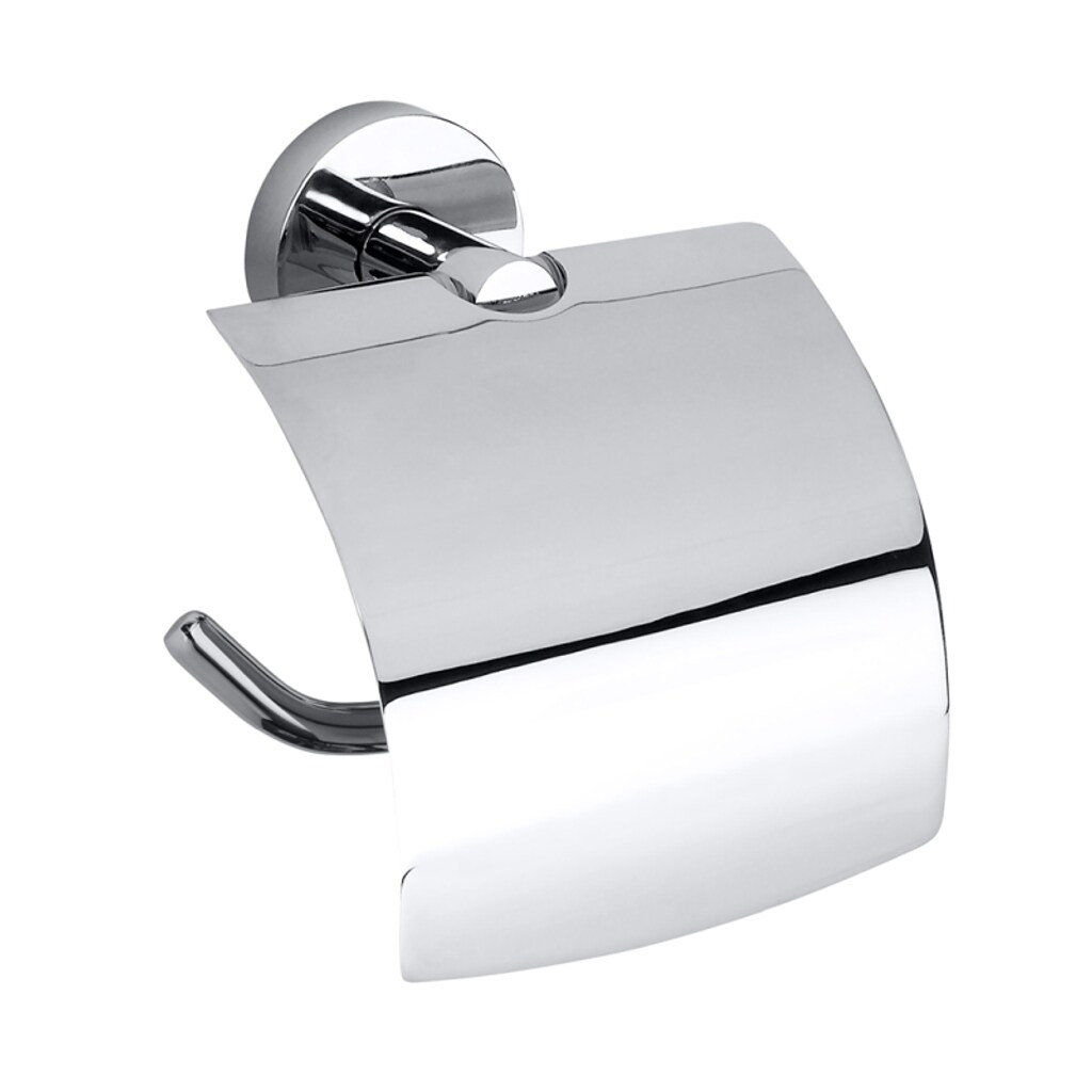 Brillantbad BOMEGA Papierrollenhalter Links mit Deckel Messing Chrom poliert 140x155x80 mm f&uuml;r Bad & WC >> zum Bohren oder Kleben* - Bild 1