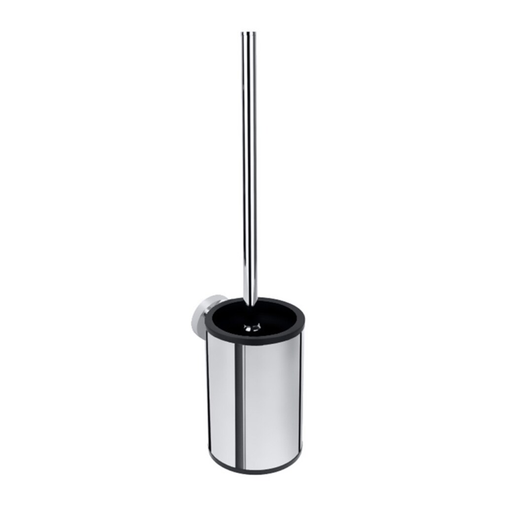 Brillantbad BOMEGA WC-Bürstengarnitur Bürste Schwarz Messing Chrom poliert 95x385x120 mm für Bad & WC >> zum Bohren oder Kleben*