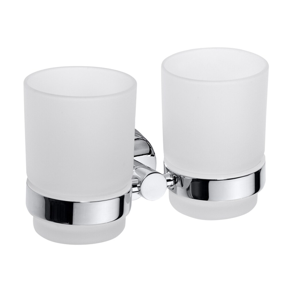 Brillantbad BOMEGA Doppelglashalter Messing Chrom poliert 160x95x90 mm für Bad & WC >> zum Bohren oder Kleben*