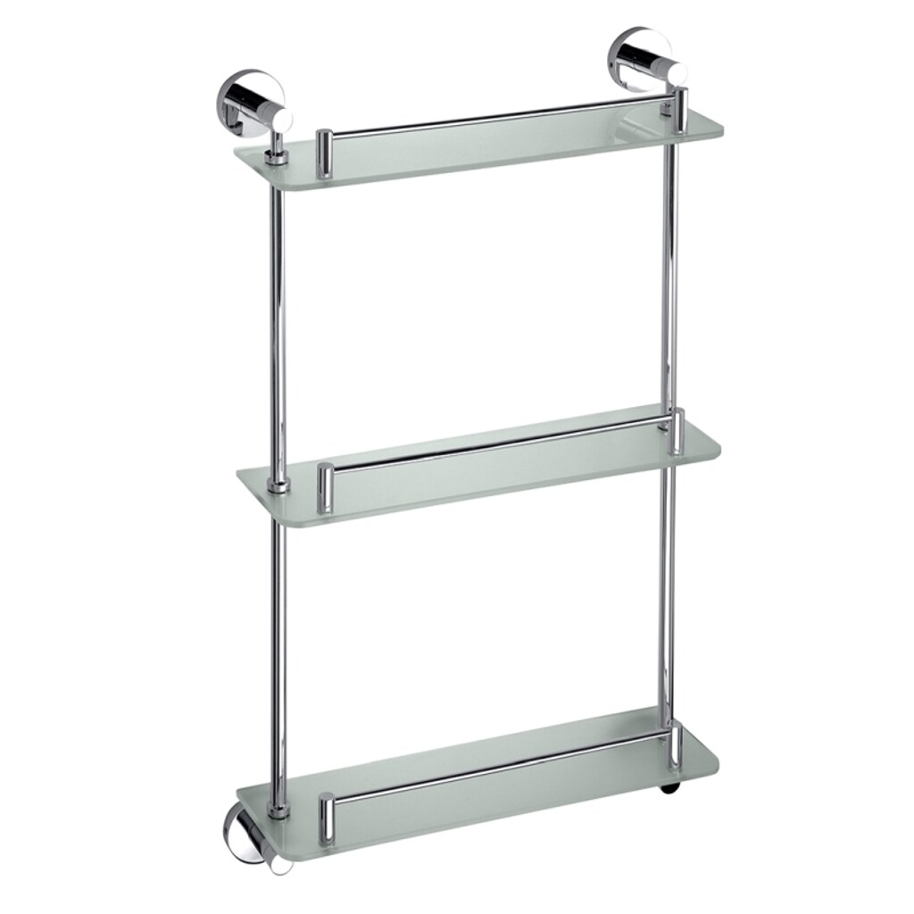 Brillantbad BOMEGA Glasablage mit 3 Fl&auml;chen Messing Chrom poliert Milchglas 400x660x130 mm f&uuml;r Bad & K&uuml;che >> zum Bohren - Bild 1