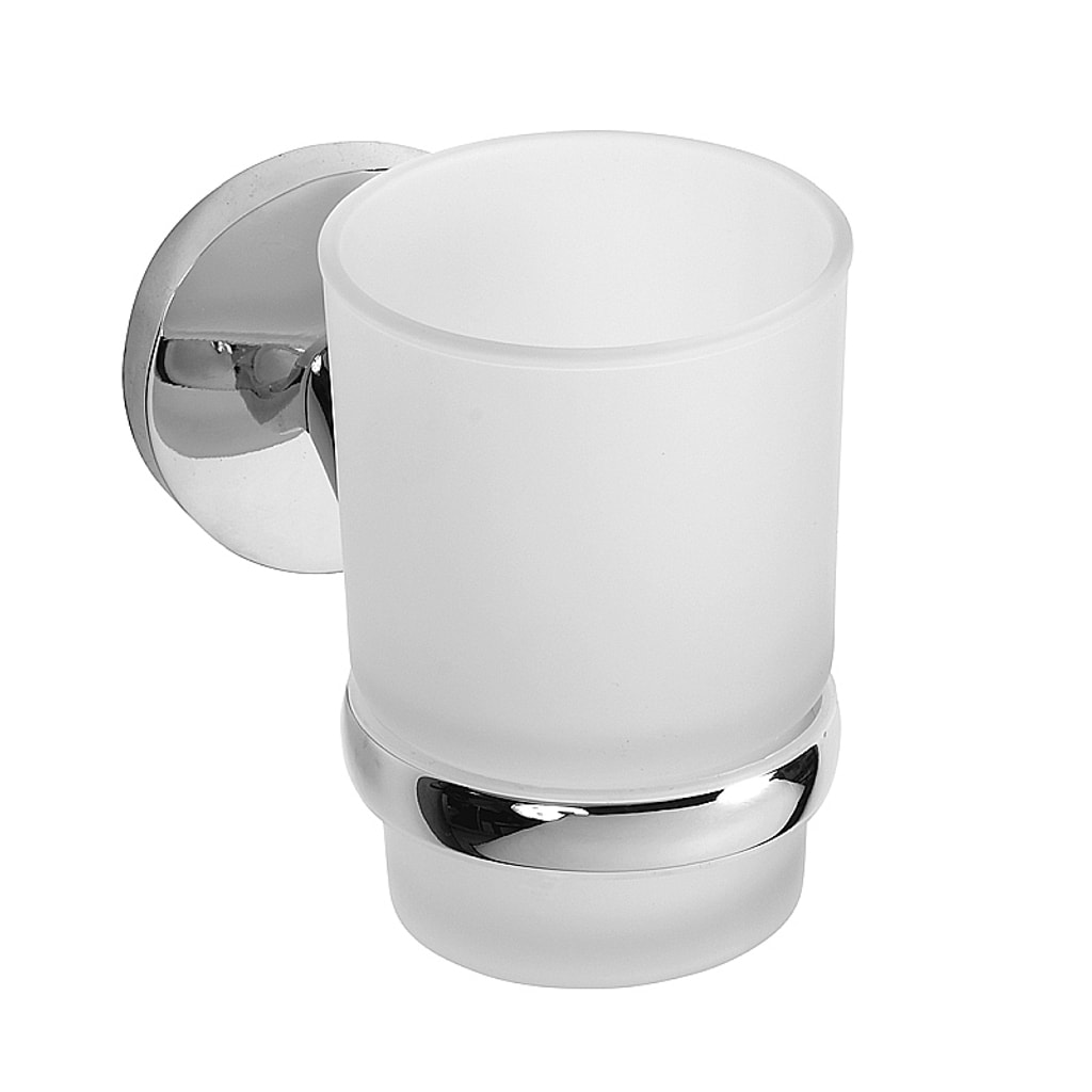 Brillantbad BALFA Glashalter mit Glas Zink Chrom poliert f&uuml;r Bad & K&uuml;che >> zum Bohren - Bild 1