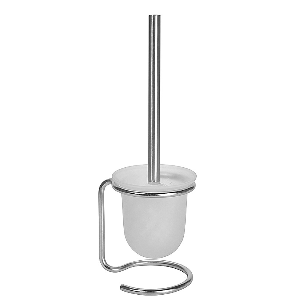 Brillantbad BEO WC-B&uuml;rstengarnitur mit Glasbeh&auml;lter Edelstahl matt wei&szlig;e B&uuml;rste 110x400x138 mm f&uuml;r Bad & WC >> Freistehend anwendbar - Bild 1