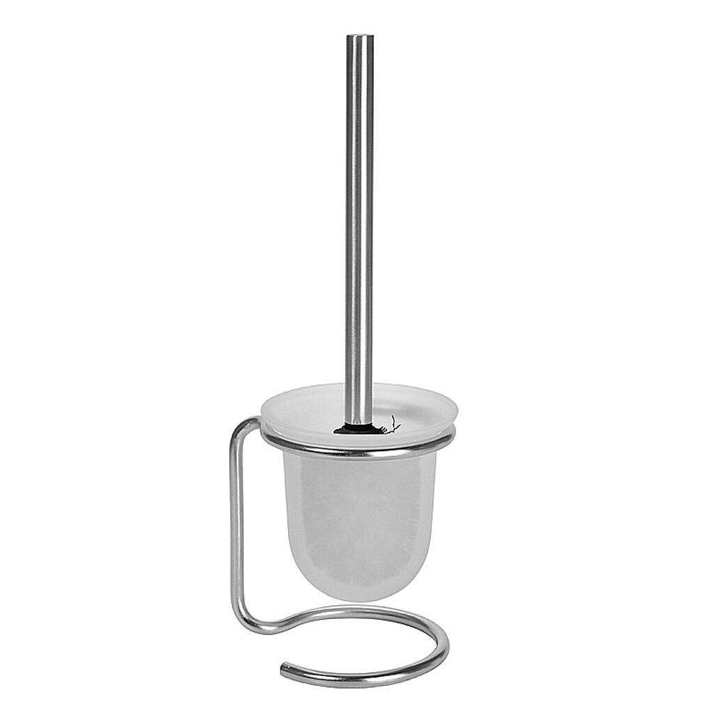 Brillantbad BEO WC-B&uuml;rstengarnitur mit Glasbeh&auml;lter Edelstahl matt schwarze B&uuml;rste 110x385x138 mm f&uuml;r Bad & WC >> Freistehend anwendbar - Bild 1