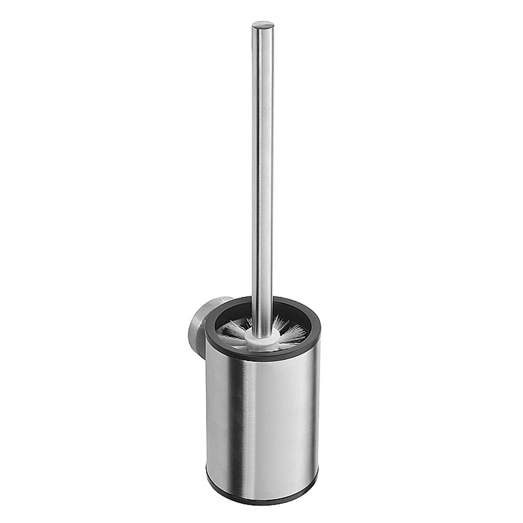 Brillantbad BEO WC-B&uuml;rstengarnitur Edelstahl matt h&auml;ngend weisse B&uuml;rste 90x380x115 mm f&uuml;r Bad & WC >> zum Bohren oder Kleben - Bild 1