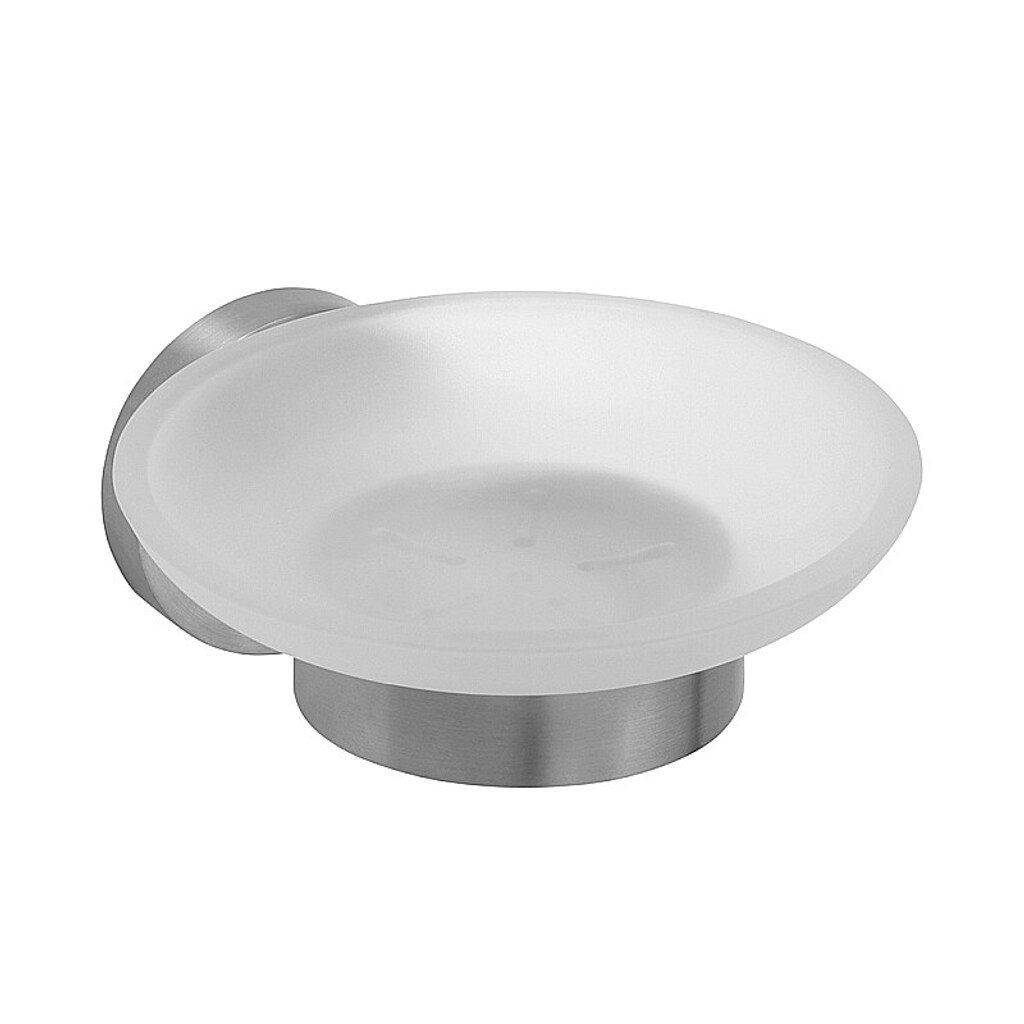 Brillantbad BEO Seifenablage mit Glasschale Edelstahl matt 110x55x125 mm f&uuml;r Bad & K&uuml;che >> zum Bohren oder Kleben - Bild 1