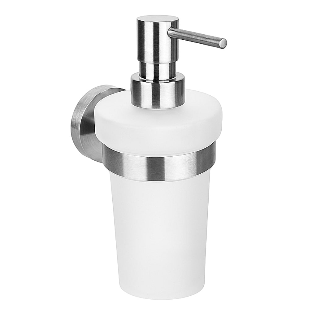 Brillantbad BEO Glasseifenspender Edelstahl Matt 80x190x133 mm, 230 ml f&uuml;r Bad & K&uuml;che >> zum Bohren oder Kleben - Bild 1