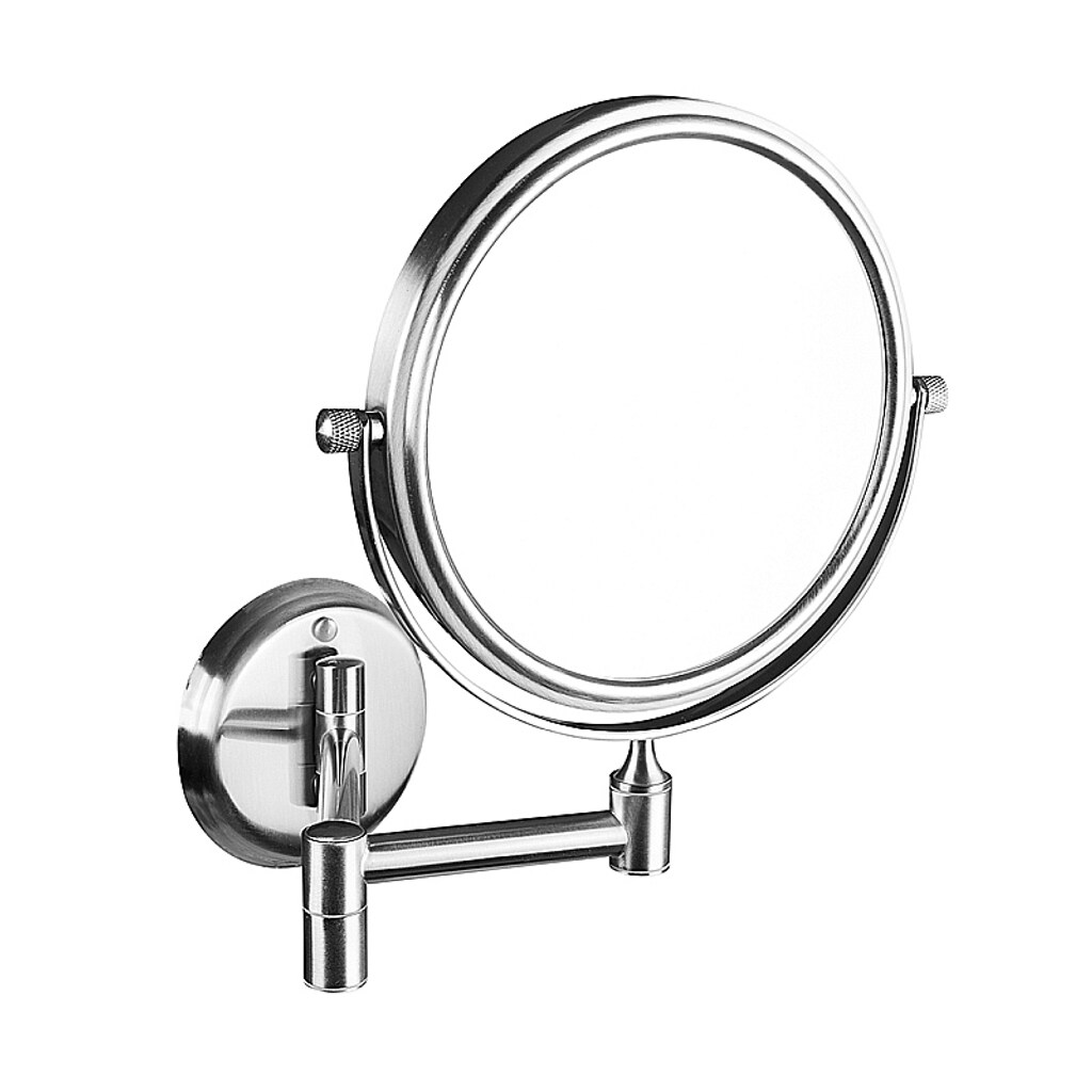 Brillantbad BEO Rasier- & Kosmetikspiegel Edelstahl matt 184x200x412 mm, ø133 mm für Bad & WC >> zum Bohren