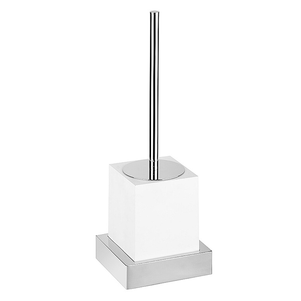 Brillantbad MAXIMA WC-Bürstengarnitur Polyresin Messing Chrom Weiß 125x386x105 mm für Bad & WC >> zum Bohren