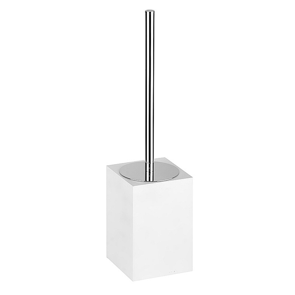 Brillantbad MAXIMA WC-Bürstengarnitur Polyresin Messing Chrom Weiß 92x385x92 mm für Bad & Küche >> Freistehend anwendbar