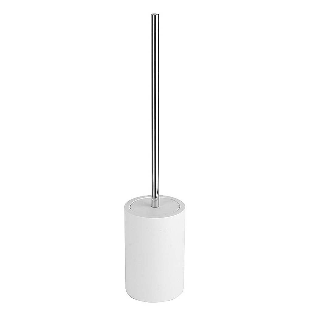 Brillantbad MAXIMA WC-Bürstengarnitur Polyresin Messing Chrom Weiß 98x455x98 mm für Bad & WC >> Freistehend anwendbar
