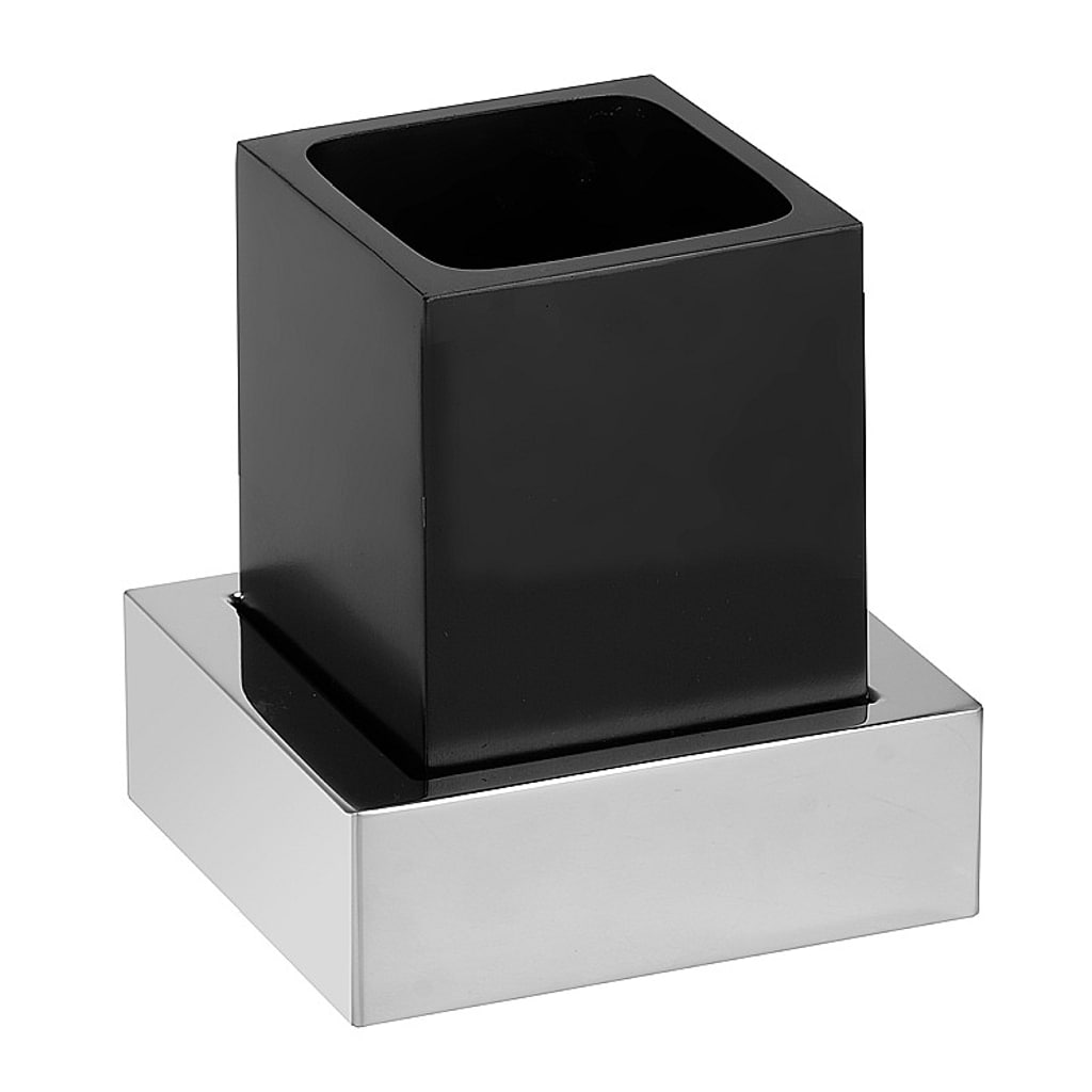 Brillantbad MAX Glashalter Polyresin Messing Chrom Schwarz 115x115x95 mm f&uuml;r Bad & K&uuml;che >> zum Bohren - Bild 1