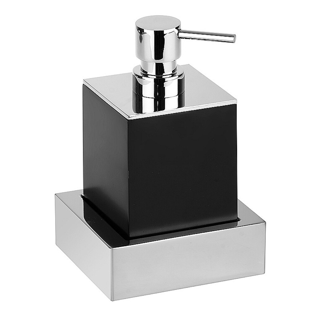 Brillantbad MAX Seifenspender Polyresin Messing Chrom Schwarz 75x160x86 mm, 200 ml für Bad & Küche >> zum Bohren