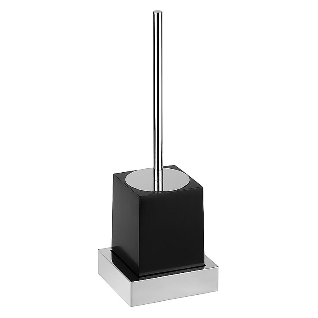 Brillantbad MAX WC-Bürstengarnitur Polyresin Messing Chrom Schwarz 125x386x105 mm für Bad & WC >> zum Bohren