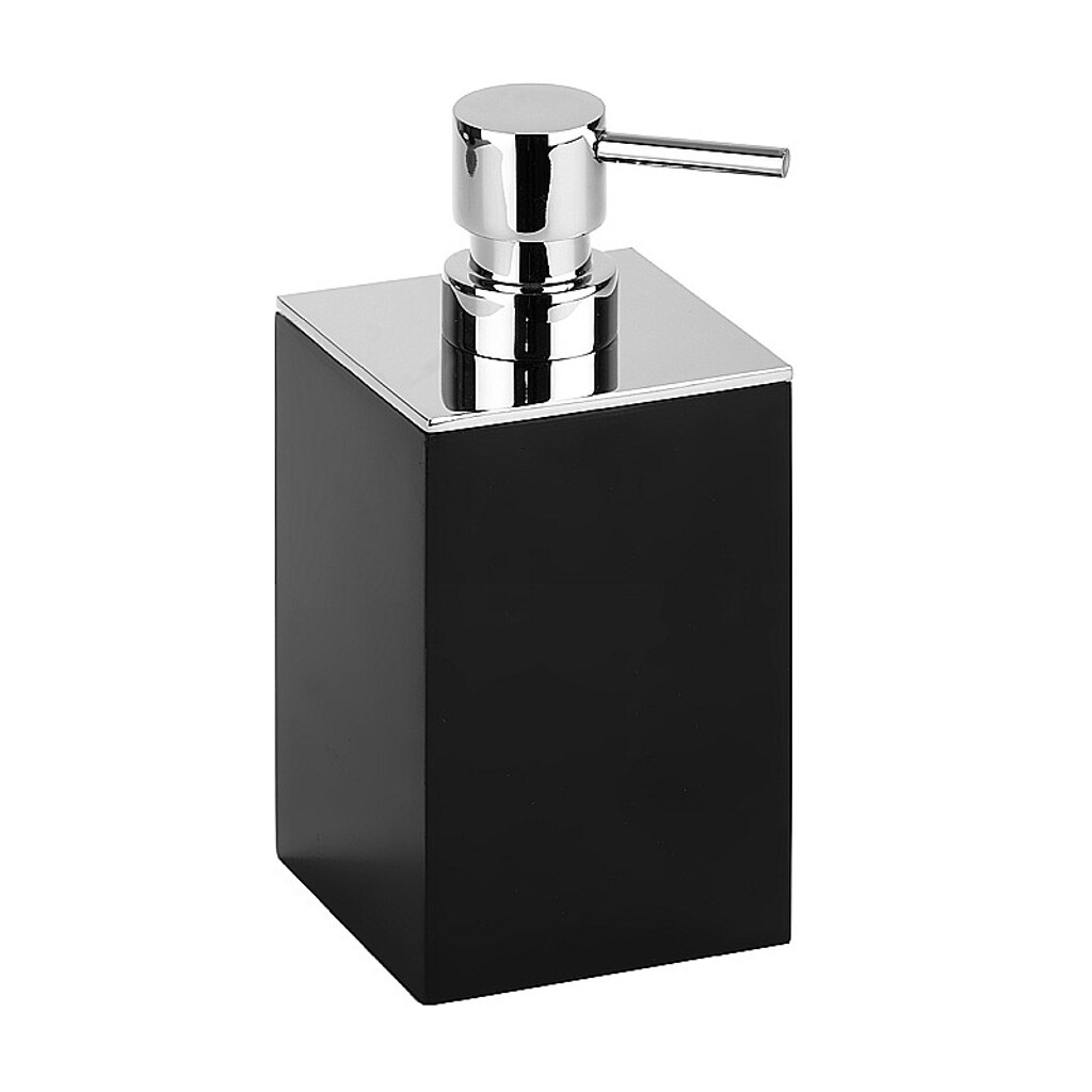 Brillantbad MAX Seifenspender Polyresin Messing Chrom Schwarz 75x160x86 mm, 200 ml für Bad & Küche >> Freistehend anwendbar