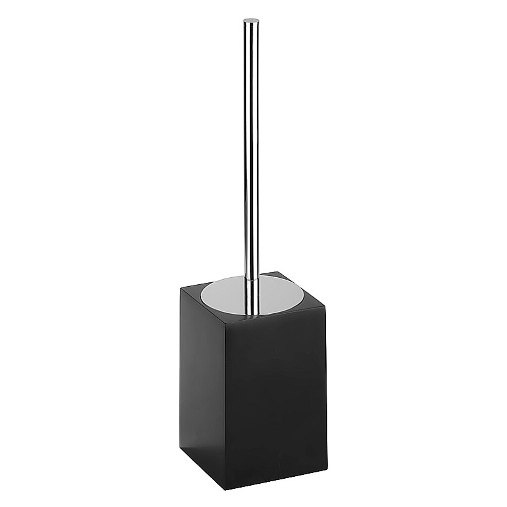 Brillantbad MAX WC-Bürstengarnitur Polyresin Messing Chrom Schwarz 92x385x92 mm für Bad & WC >> Freistehend anwendbar