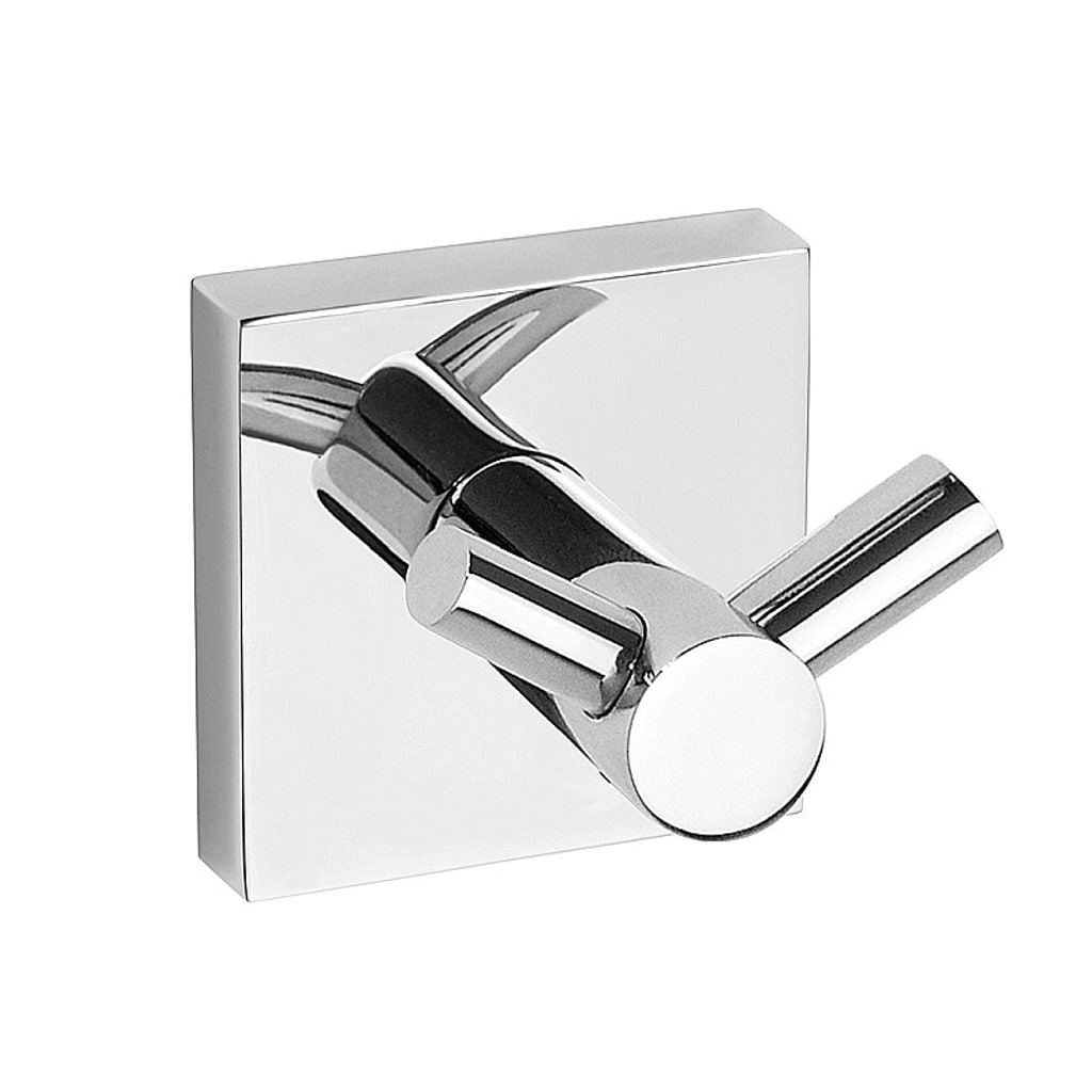 Brillantbad META Doppelkleiderhaken Messing Chrom poliert 55x55x50 mm f&uuml;r Bad & K&uuml;che >> zum Bohren oder Kleben* - Bild 1