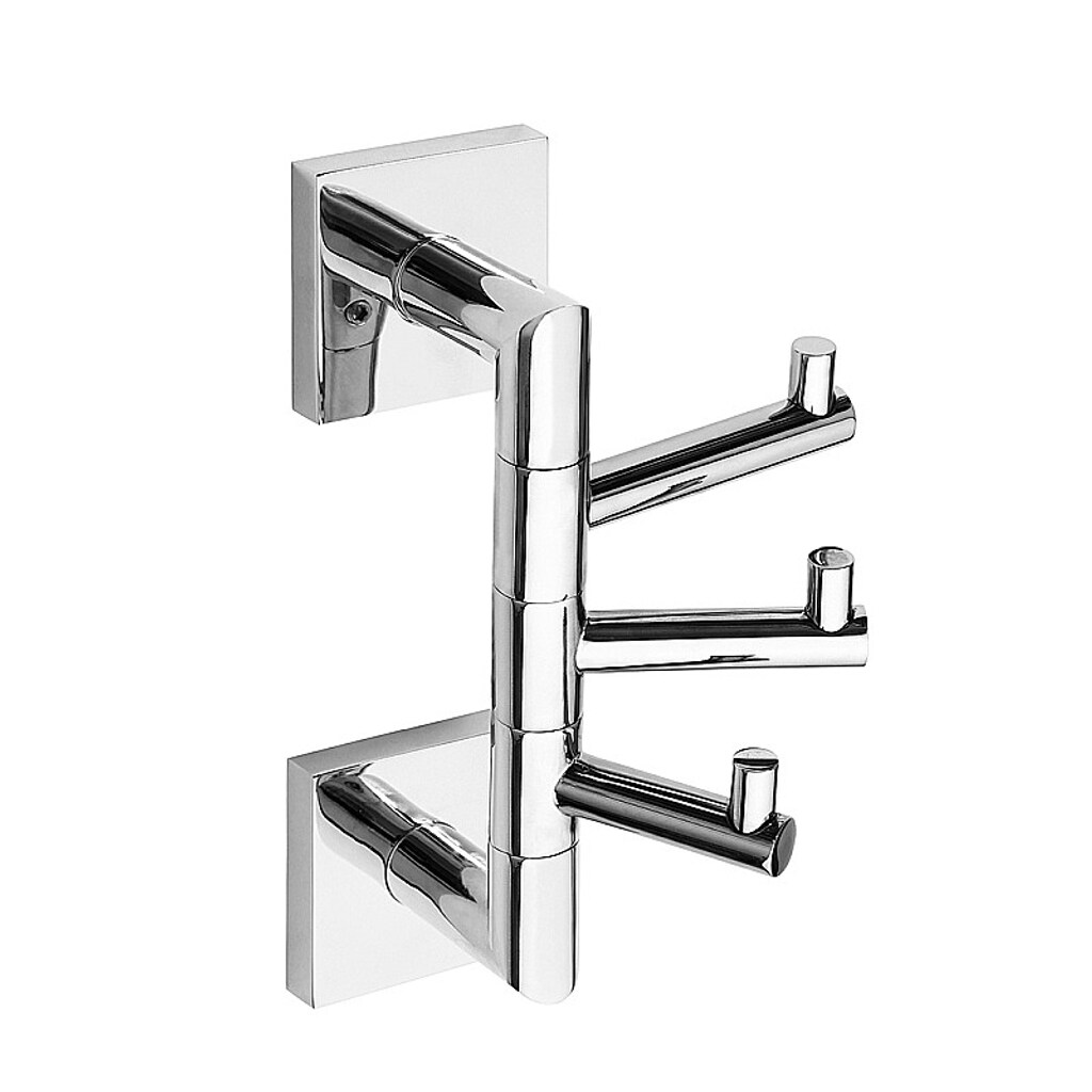Brillantbad META Dreifachhaken Messing Chrom poliert 55x190x135 mm für Bad & Küche >> zum Bohren oder Kleben*