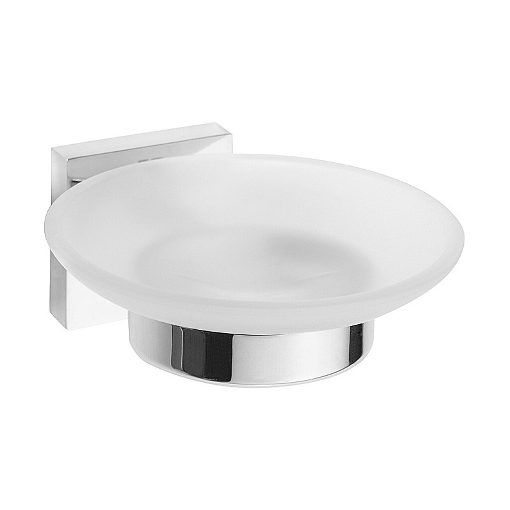 Brillantbad META Seifenablage mit Glasschale Messing Chrom poliert 110x55x125 mm f&uuml;r Bad & K&uuml;che >> zum Bohren oder Kleben* - Bild 1