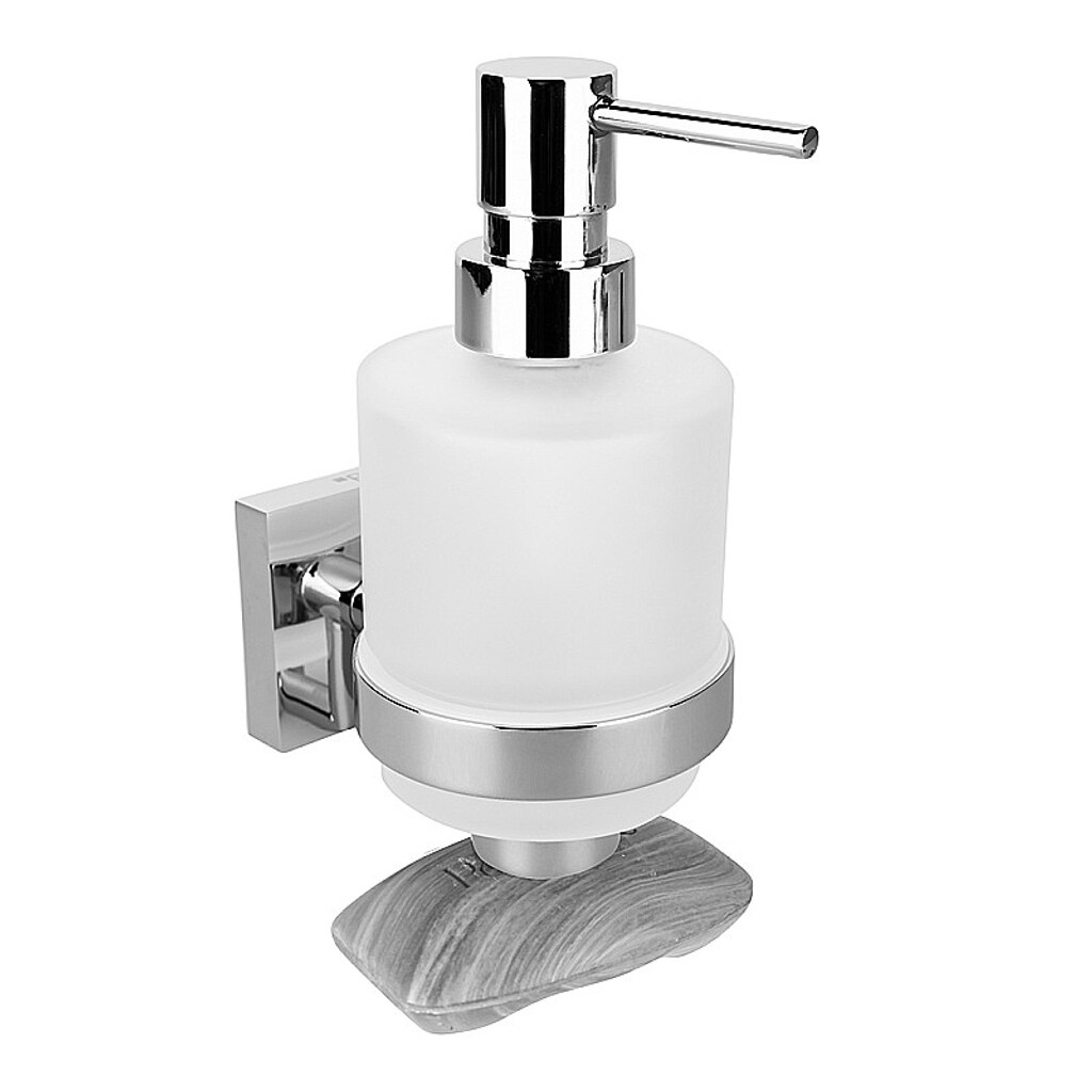 Brillantbad META Glasseifenspender mit Magnetseifenhalter Messing Chrom poliert 75x160x100 mm, 200 ml für Bad & Küche >> zum Bohren oder Kleben*