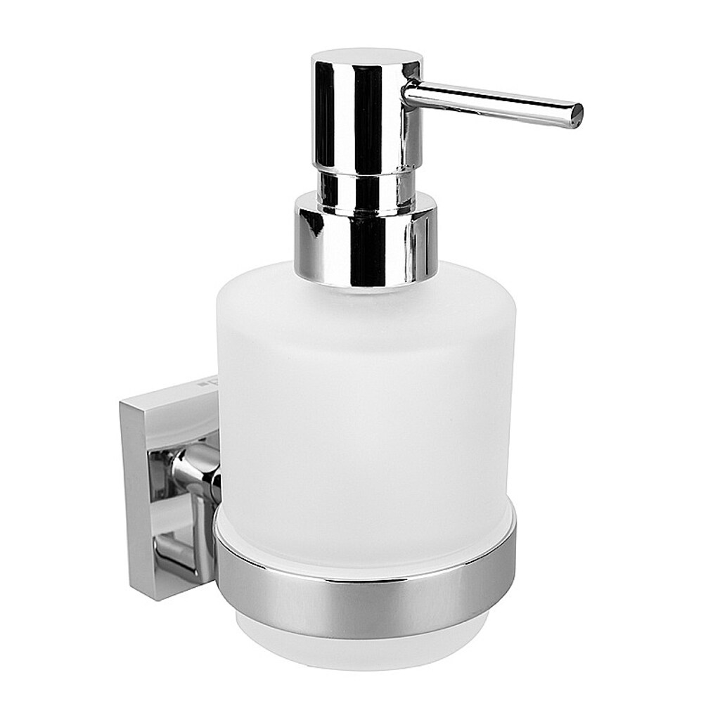 Brillantbad META Glasseifenspender MINI Messing Chrom poliert 75x145x100 mm, 200 ml für Bad & Küche >> zum Bohren oder Kleben*