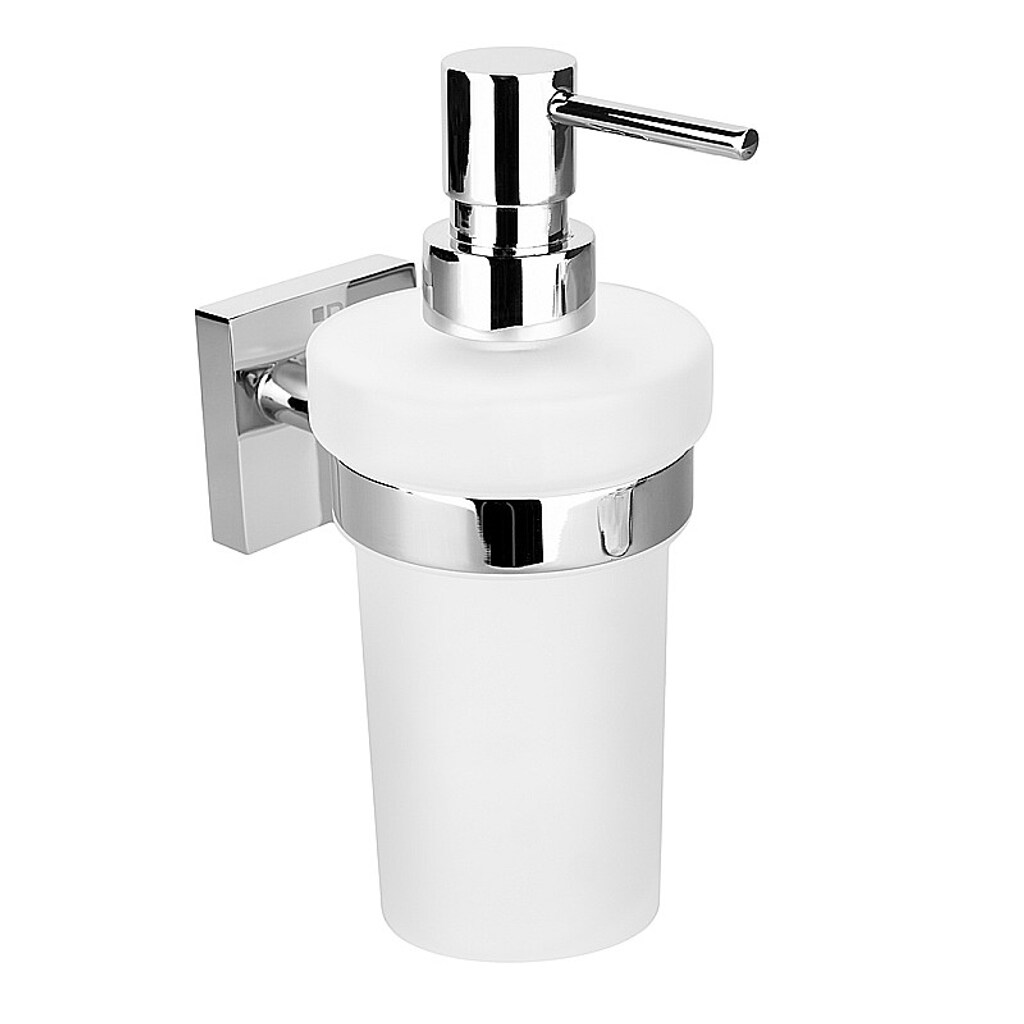 Brillantbad META Glasseifenspender Messing Chrom poliert 80x180x133 mm, 250 ml für Bad & Küche >> zum Bohren oder Kleben*