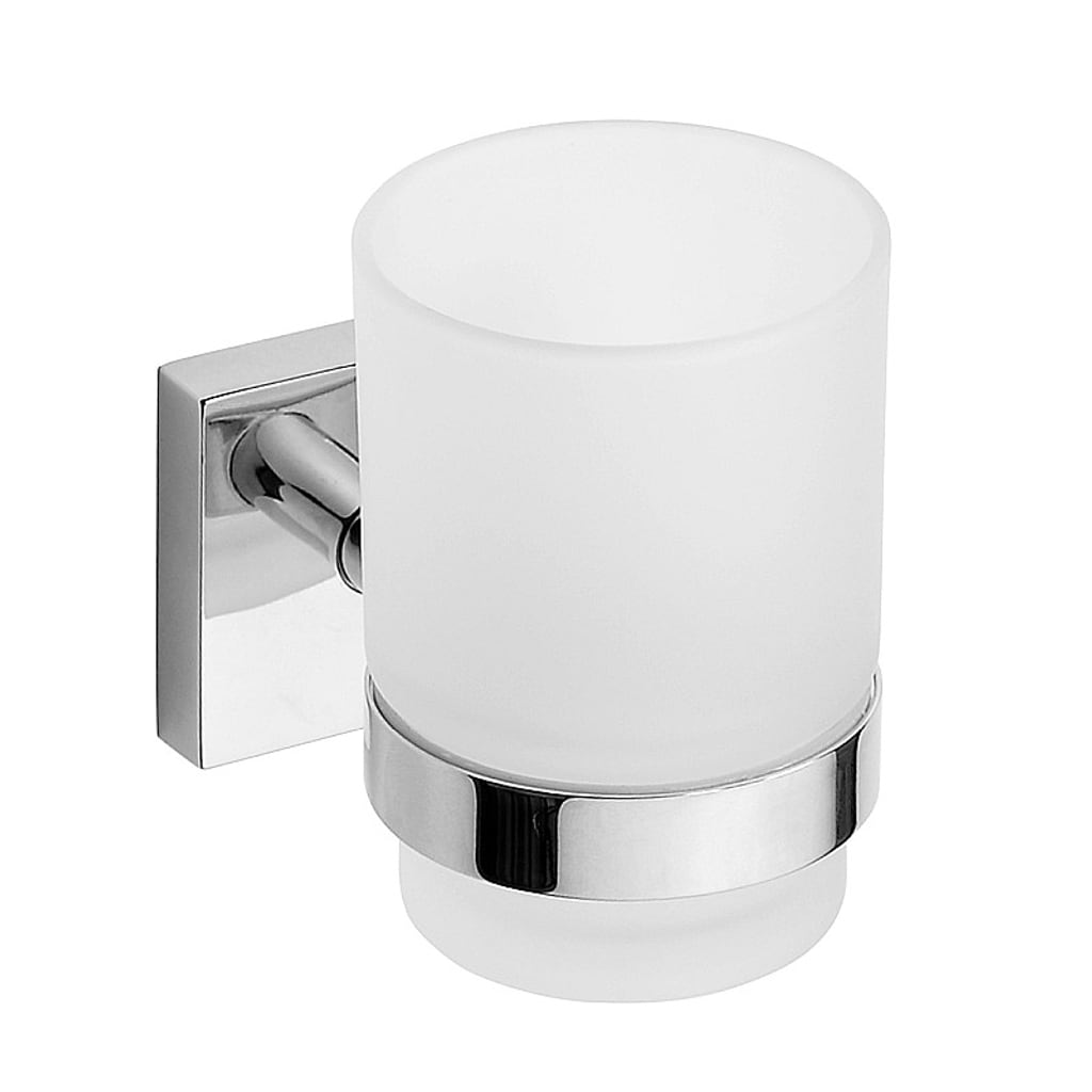 Brillantbad META Zahnb&uuml;rstenhalter mit Glas Messing Chrom poliert 70x95x105 mm f&uuml;r Bad & WC >> zum Bohren oder Kleben* - Bild 1