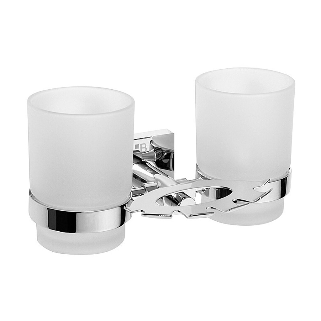 Brillantbad META Zahnb&uuml;rstenhalter mit Glas Messing Chrom poliert 190x95x125 mm f&uuml;r Bad & WC >> zum Bohren oder Kleben* - Bild 1