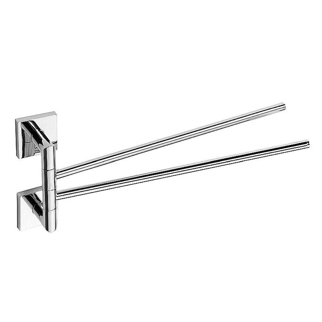 Brillantbad META Doppelhandtuchhalter schwenkbar Messing Chrom poliert 55x165x450 mm f&uuml;r Bad & K&uuml;che >> zum Bohren oder Kleben* - Bild 1