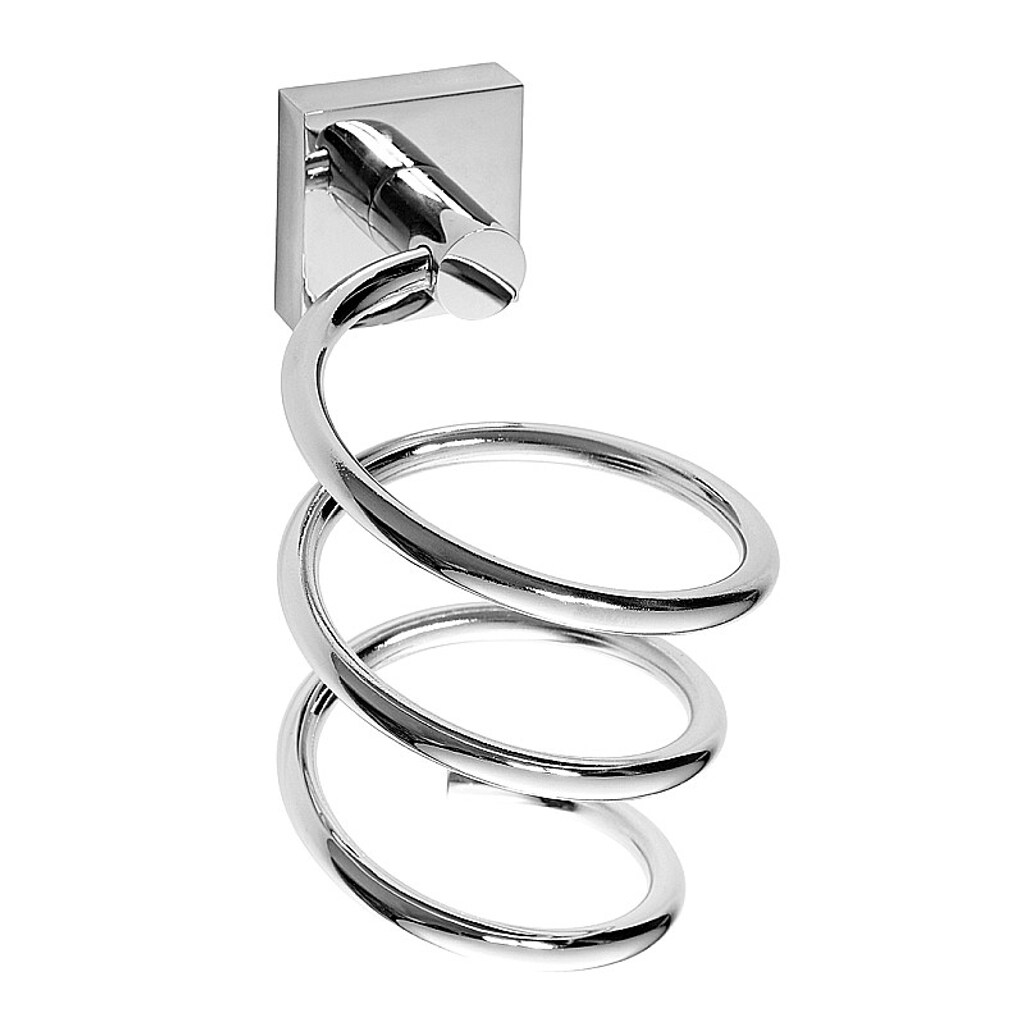 Brillantbad META Spiral F&ouml;nhalter Messing Chrom poliert 100x185x125 mm f&uuml;r Bad & WC >> zum Bohren oder Kleben* - Bild 1