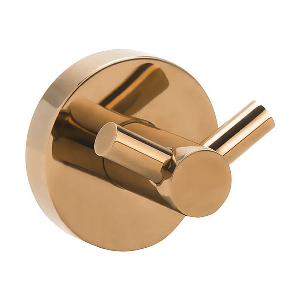 Brillantbad BORAL Doppelkleiderhaken Messing Gold Kupfer poliert 55x55x50 mm f&uuml;r Bad & K&uuml;che >> zum Bohren oder Kleben* - Bild 1