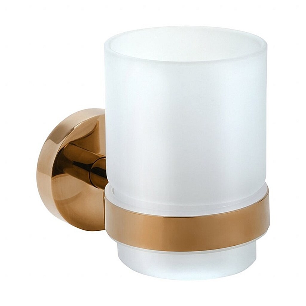 Brillantbad BORAL Glashalter mit Glas Messing Gold Kupfer poliert Milchglas 70x95x105 mm f&uuml;r Bad & K&uuml;che >> zum Bohren oder Kleben* - Bild 1