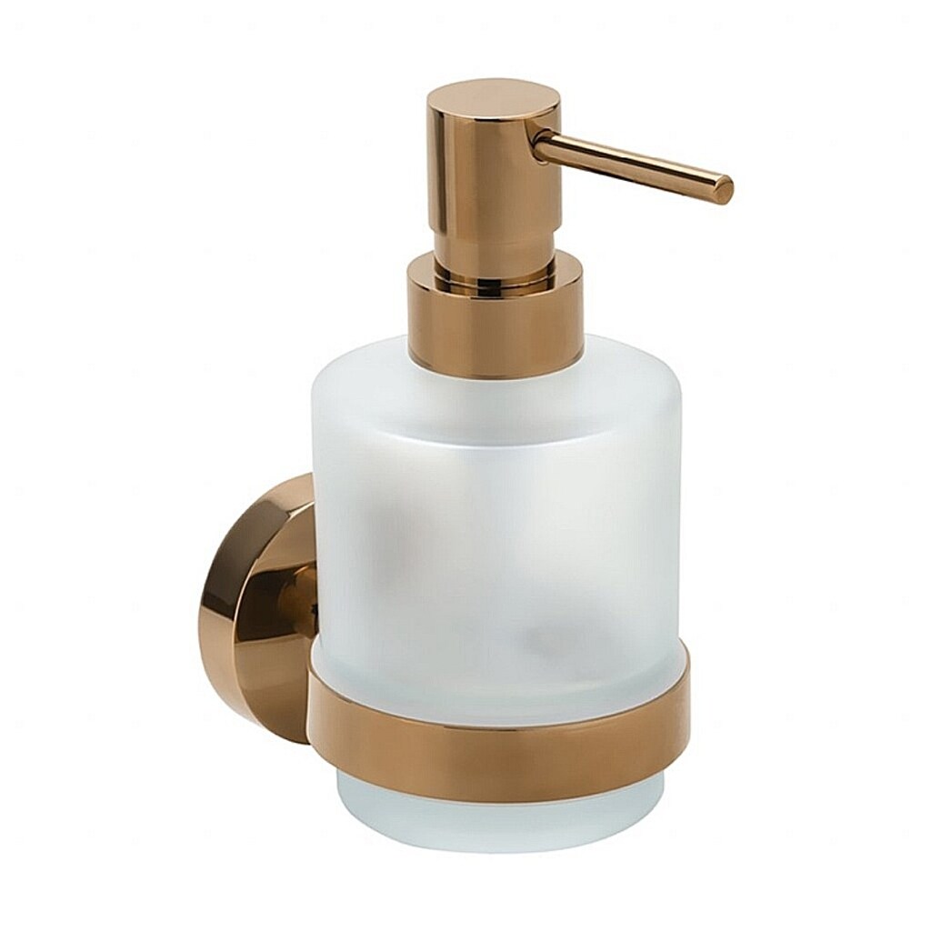Brillantbad BORAL Seifenspender MINI Messing Gold Kupfer poliert Milchglas 75x145x100 mm, 200 ml für Bad & Küche >> zum Bohren oder Kleben*