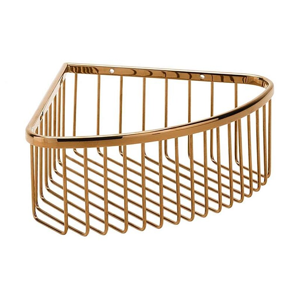Brillantbad BORAL Eckseifenkorb Messing Gold Kupfer poliert 265x90x205 mm f&uuml;r Bad & K&uuml;che >> zum Bohren - Bild 1